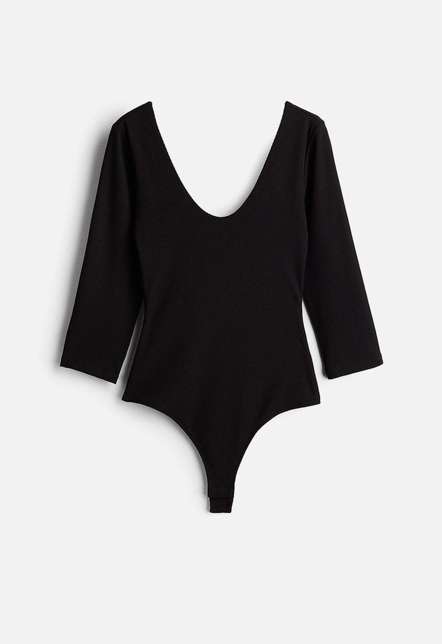 H&M - Ribbed thong body - black