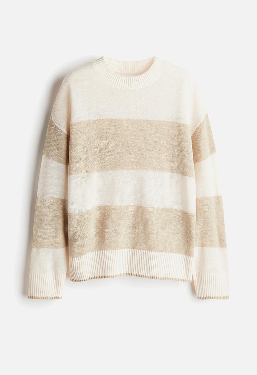 H&M - Jumper - light beige striped