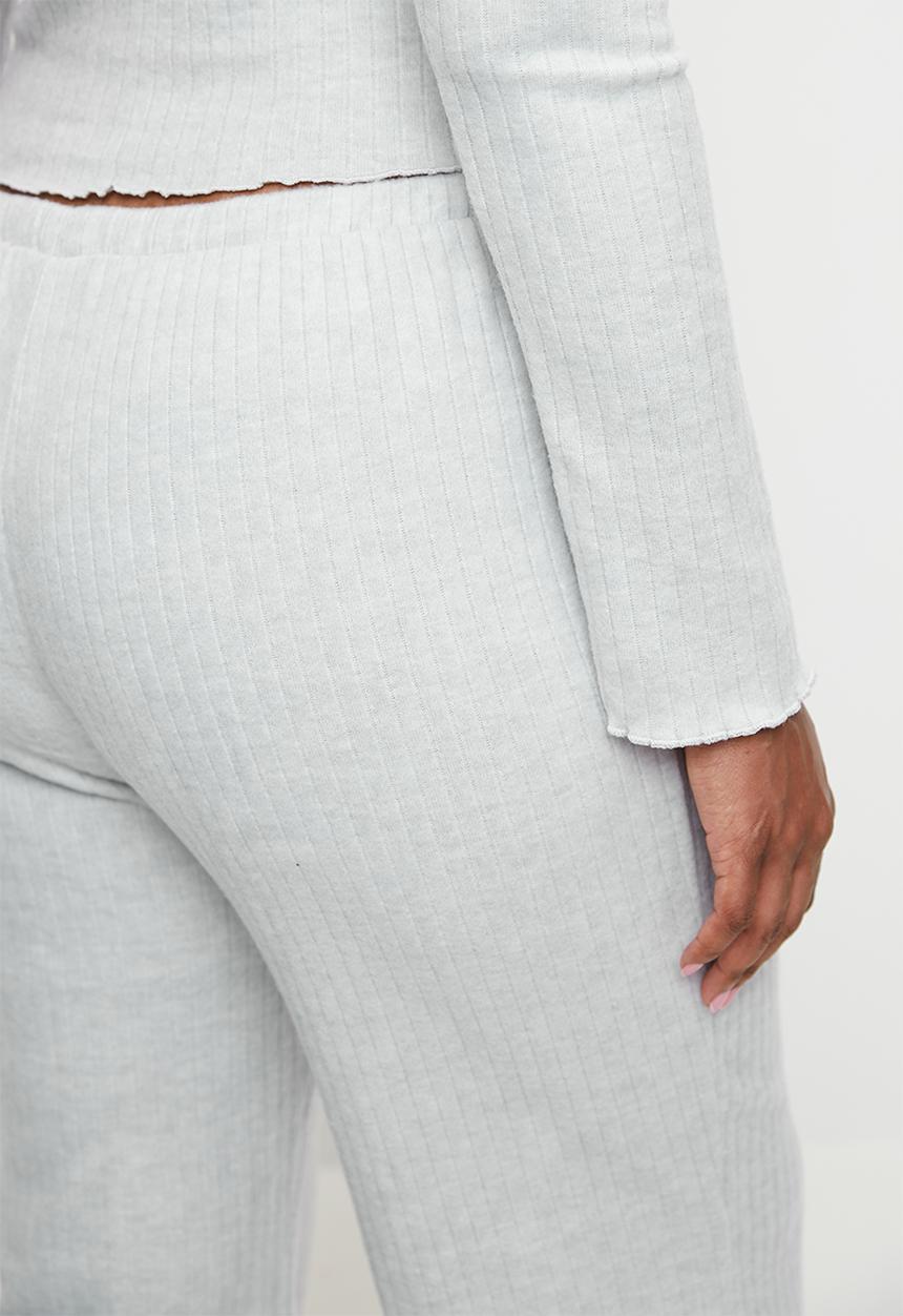 Cotton On - Plus Super Soft Ribbed Straight Leg Pant - Light Grey Marle