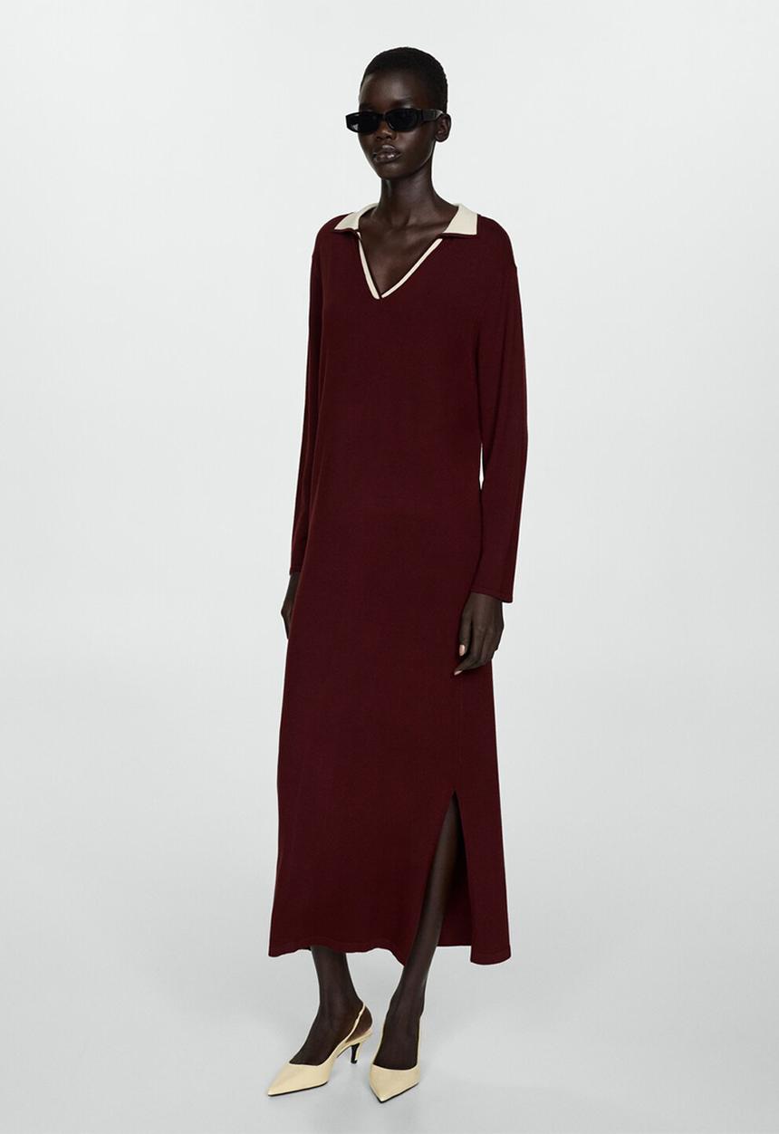 MANGO - Dress bianca -  dark red
