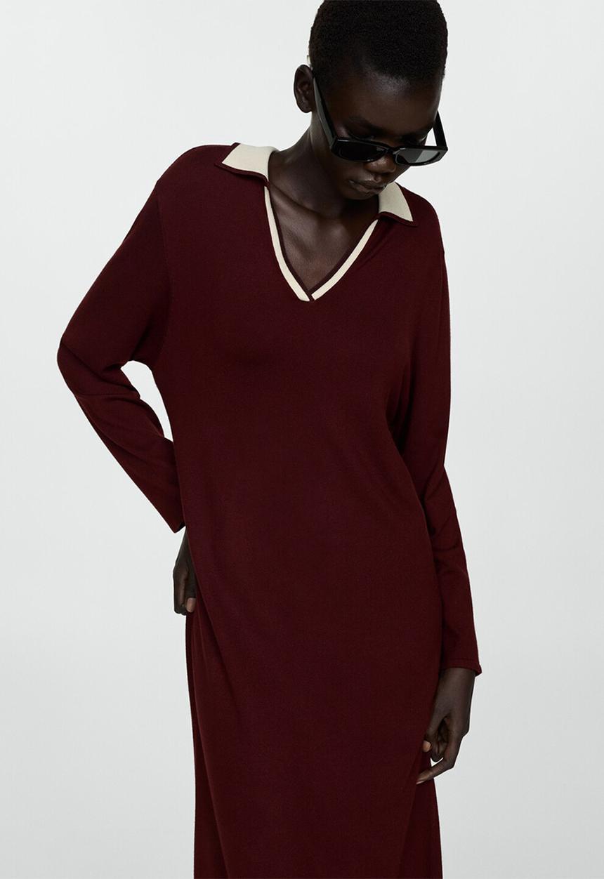 MANGO - Dress bianca -  dark red