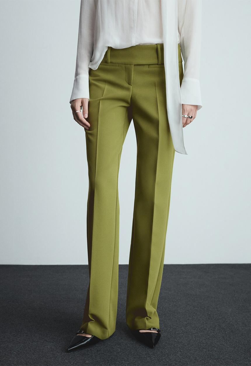 MANGO - Trousers checky - green
