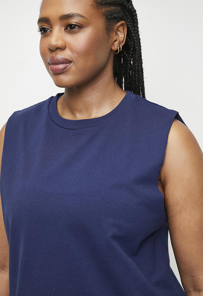 Cotton On - Plus Active Graphic Crew Tank - Heritage Blue