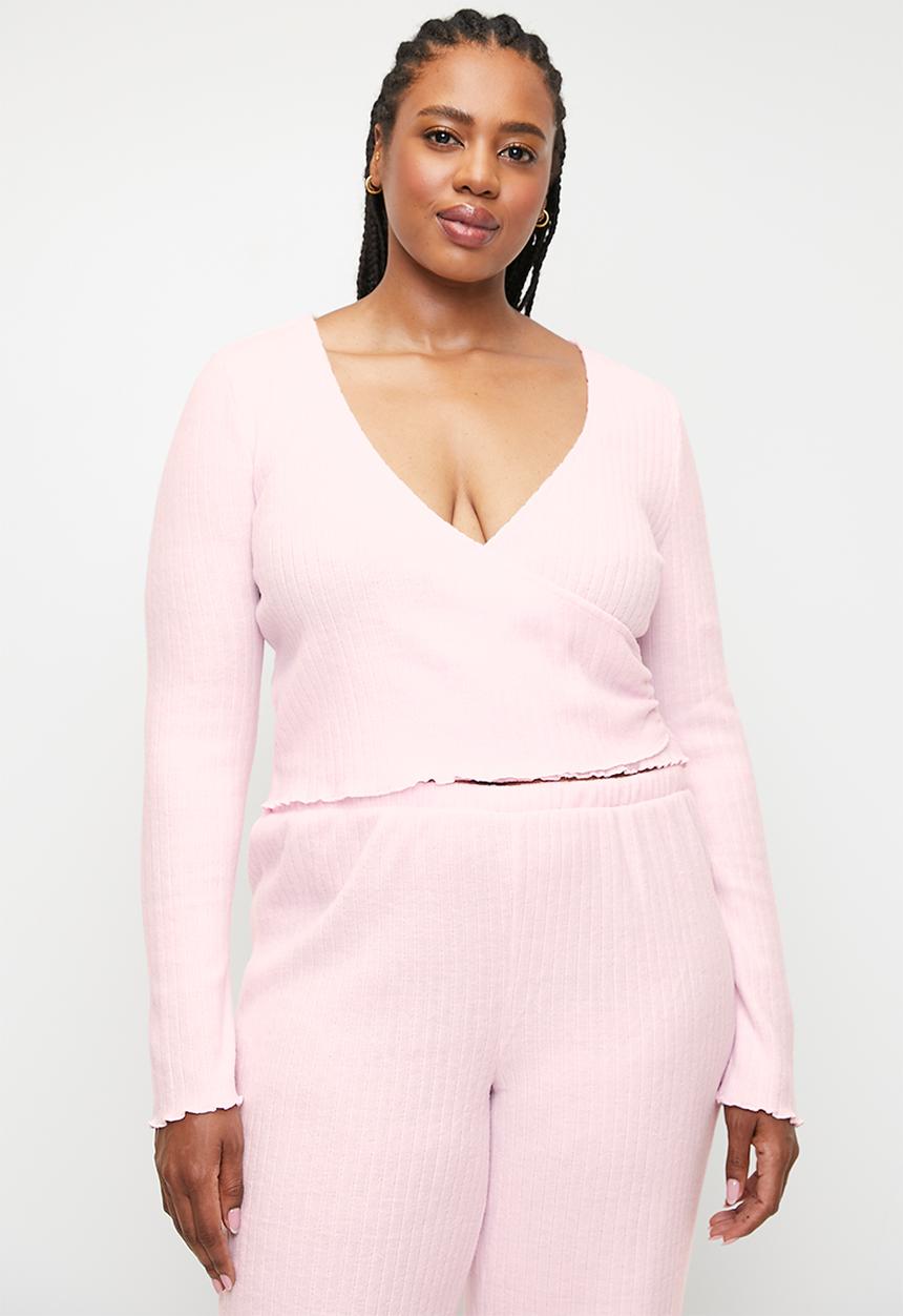 Cotton On - Plus Super Soft Ribbed Wrap Top - French Fairytale Marle