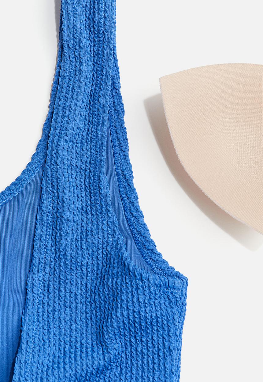 H&M - Padded-cup high-leg swimsuit - blue