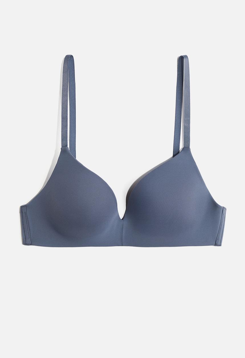 H&M - Padded non-wired microfibre bra - pigeon blue