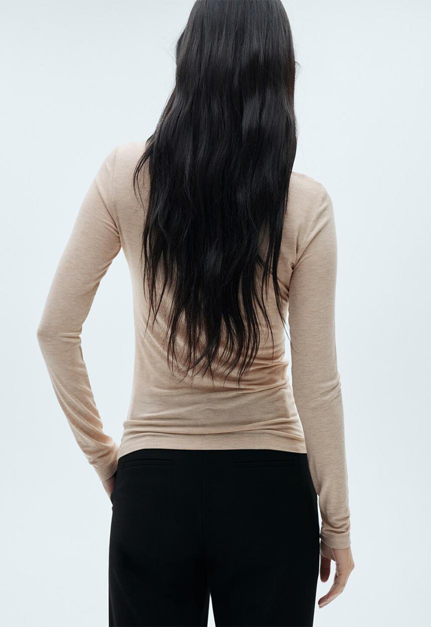 MANGO - T-shirt second -  light pastel brown