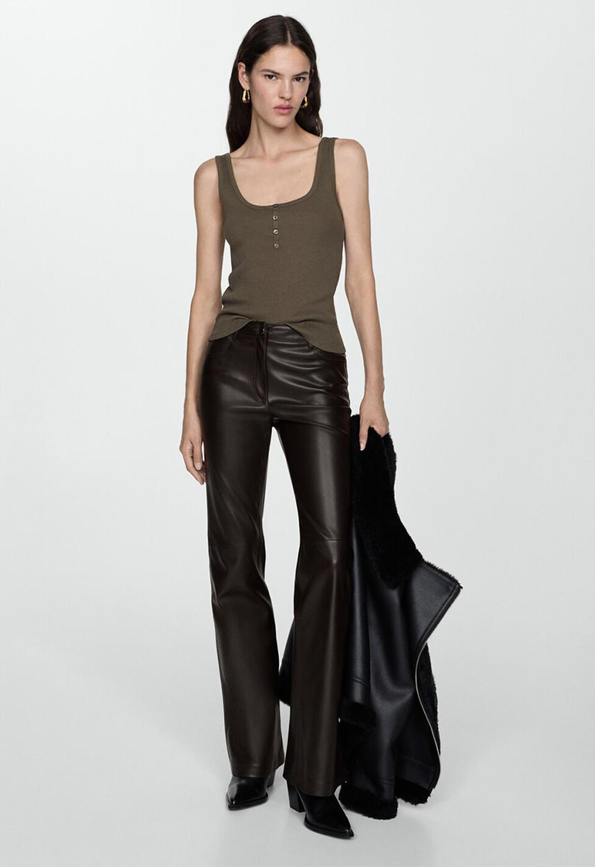 MANGO - Trousers Connie - Dark Brown