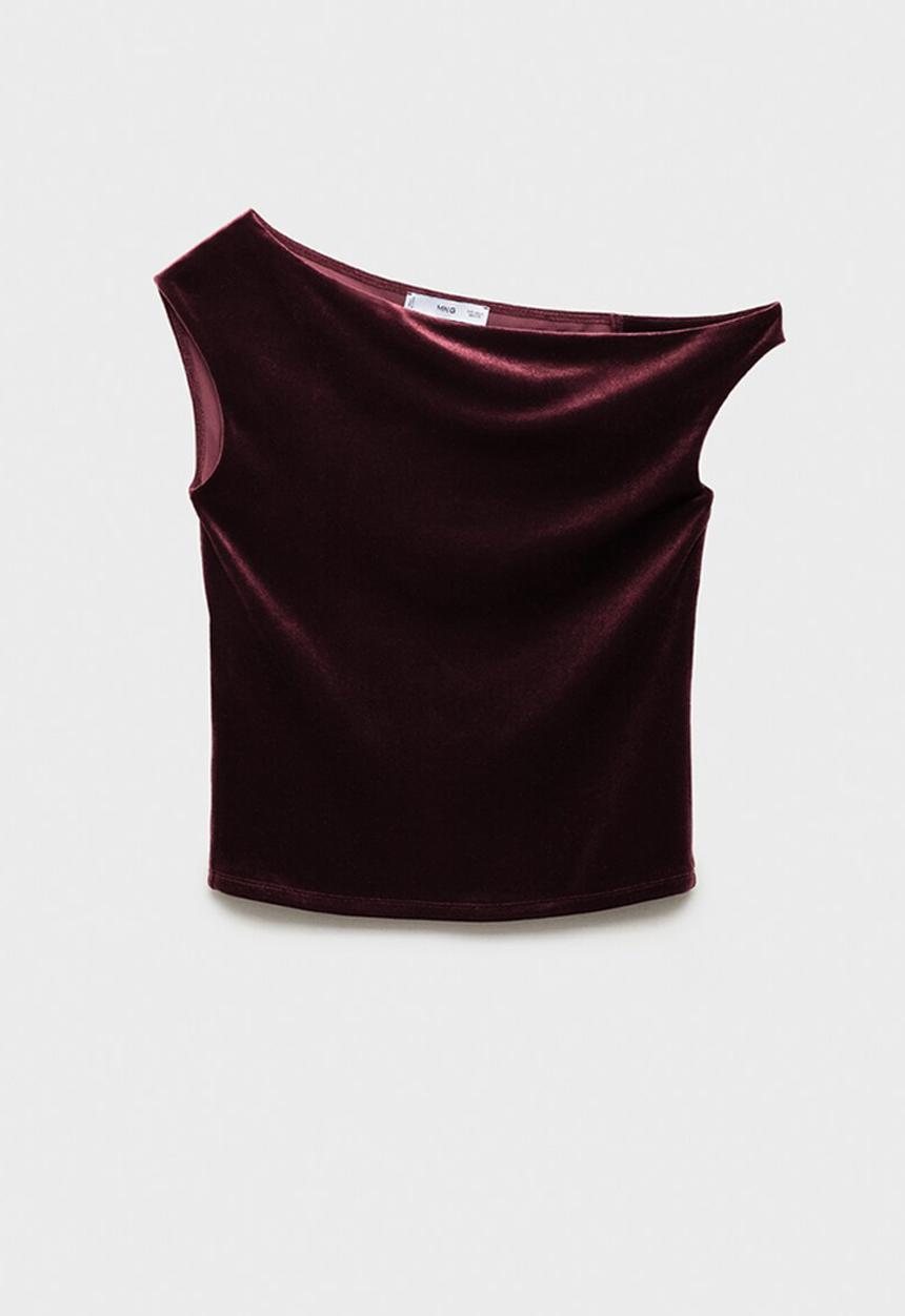 MANGO - Asymmetric velvet top