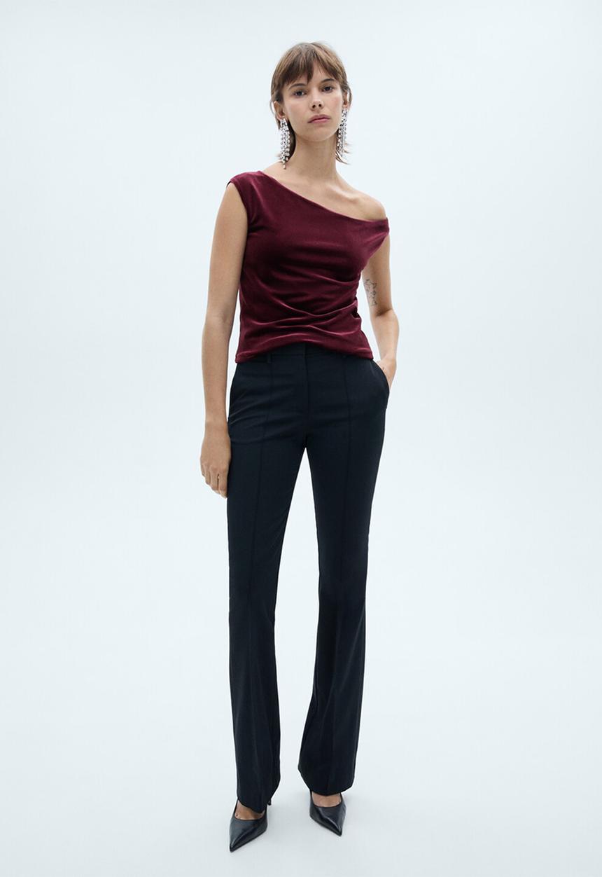MANGO - Asymmetric velvet top