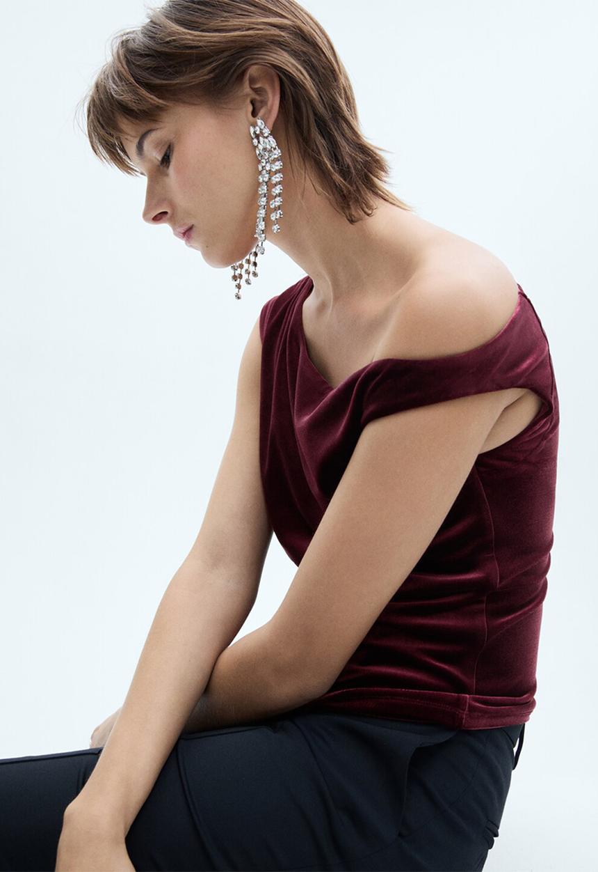 MANGO - Asymmetric velvet top