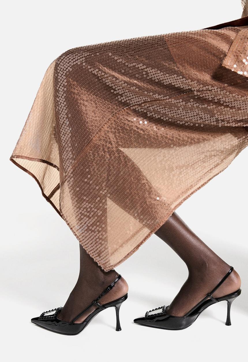 MANGO - Skirt Cristal - Brown