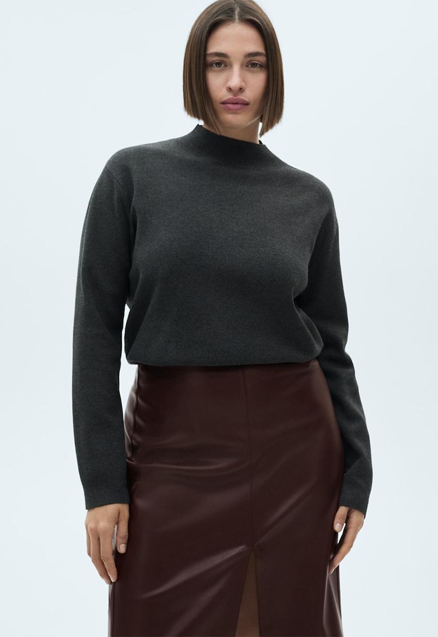 MANGO - Skirt Pencil -  Dark Red