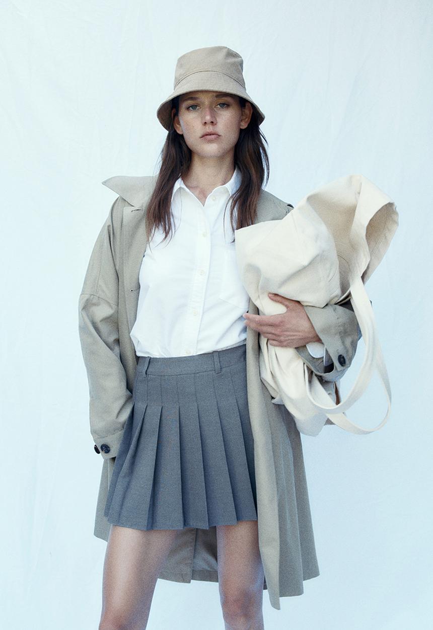 H&M - Pleated mini skirt - grey marl