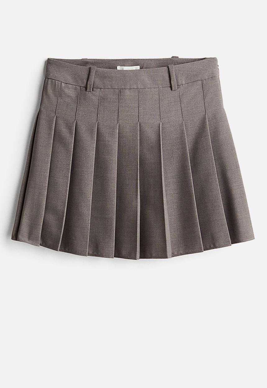 H&M - Pleated mini skirt - grey marl