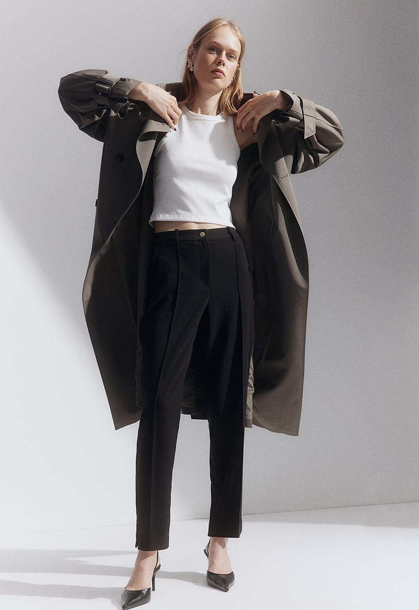 H&M - Tapered tailored trousers - black