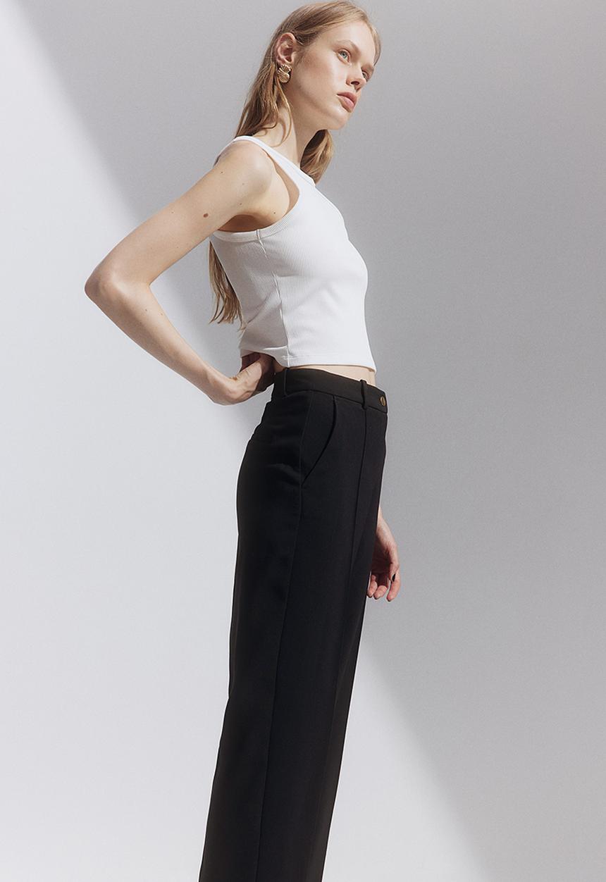 H&M - Tapered tailored trousers - black