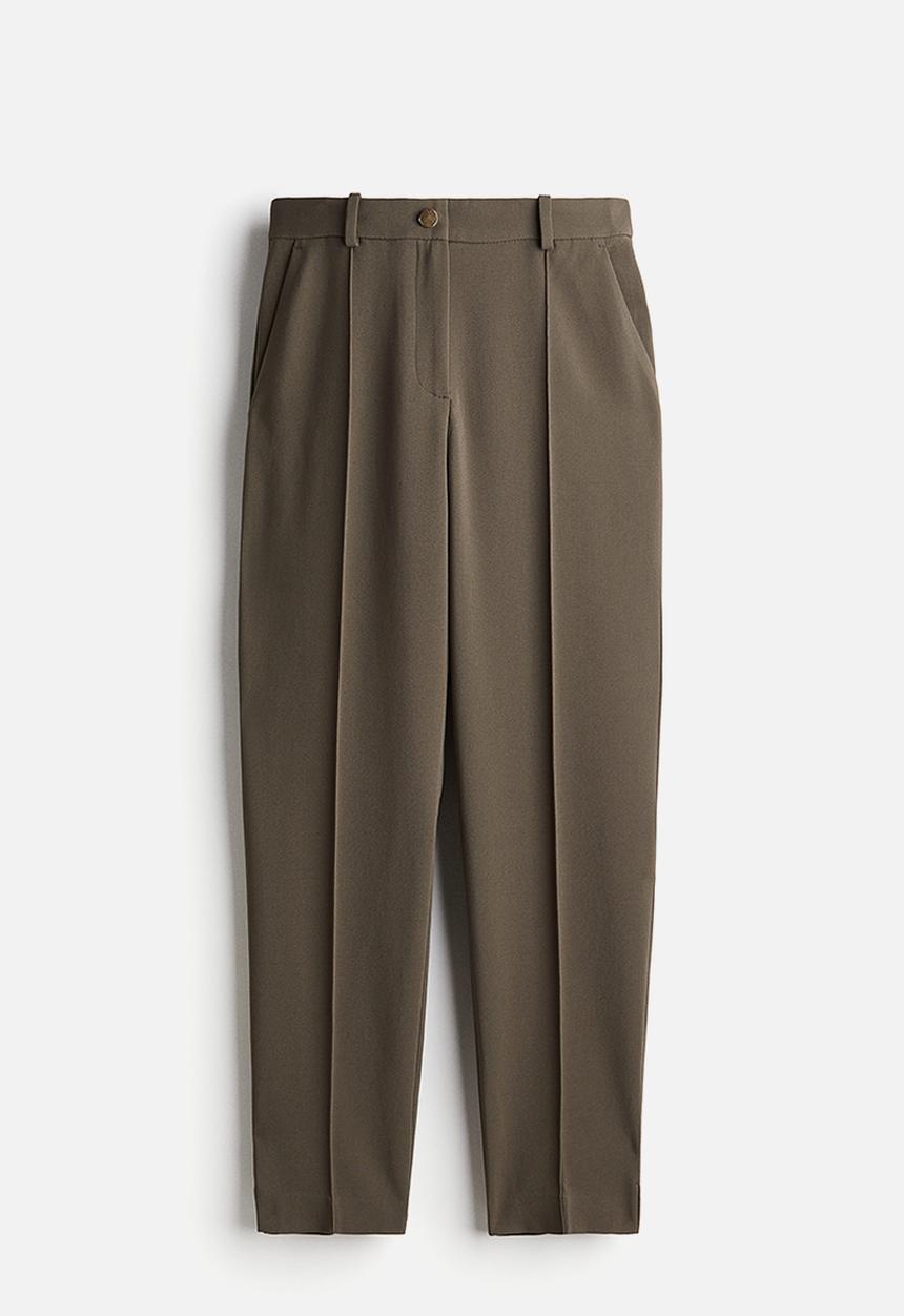 H&M - Tapered tailored trousers - dark khaki green