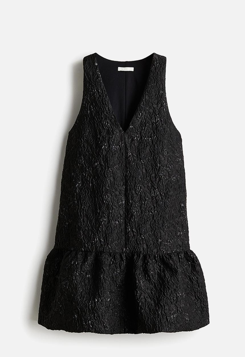 H&M - Jacquard-weave bubble-hem dress - black