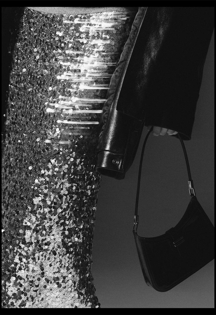 MANGO - Sequin midi skirt - Silver
