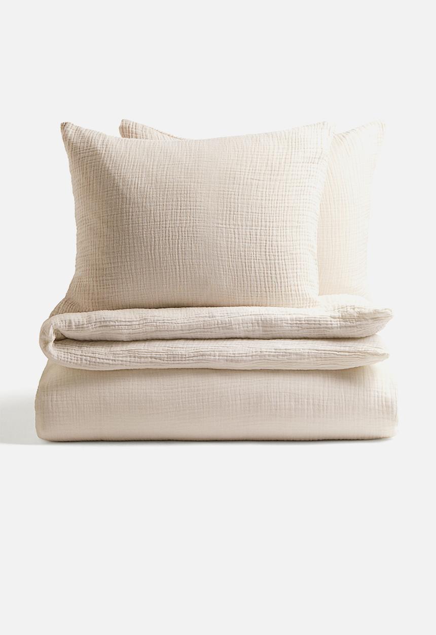 H&M - Muslin double/king duvet cover set - light beige