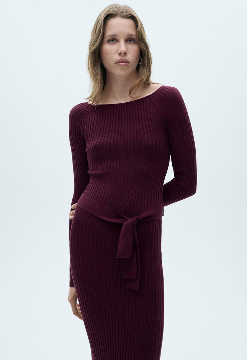 MANGO - Dress Goleto - Dark Red