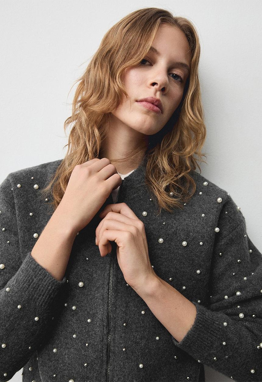 MANGO - Jacket perlon - light pastel gray