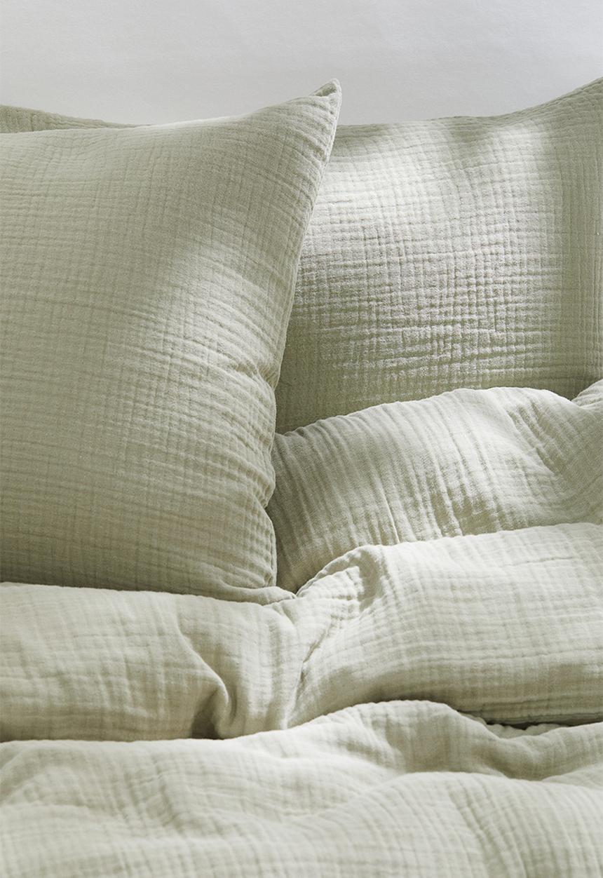 H&M - Muslin double/king duvet cover set - light dusty green
