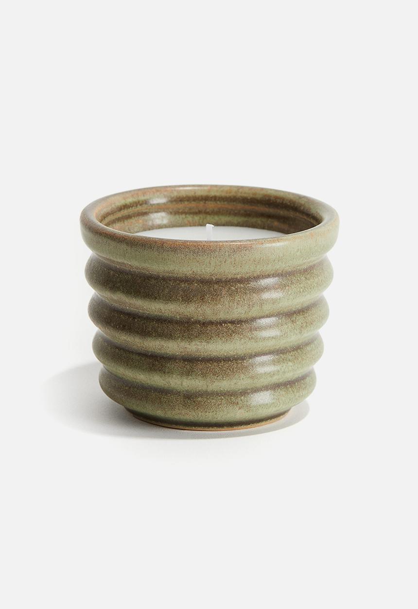 H&M - Scented candle in a stoneware holder - turquoise/incense ritual
