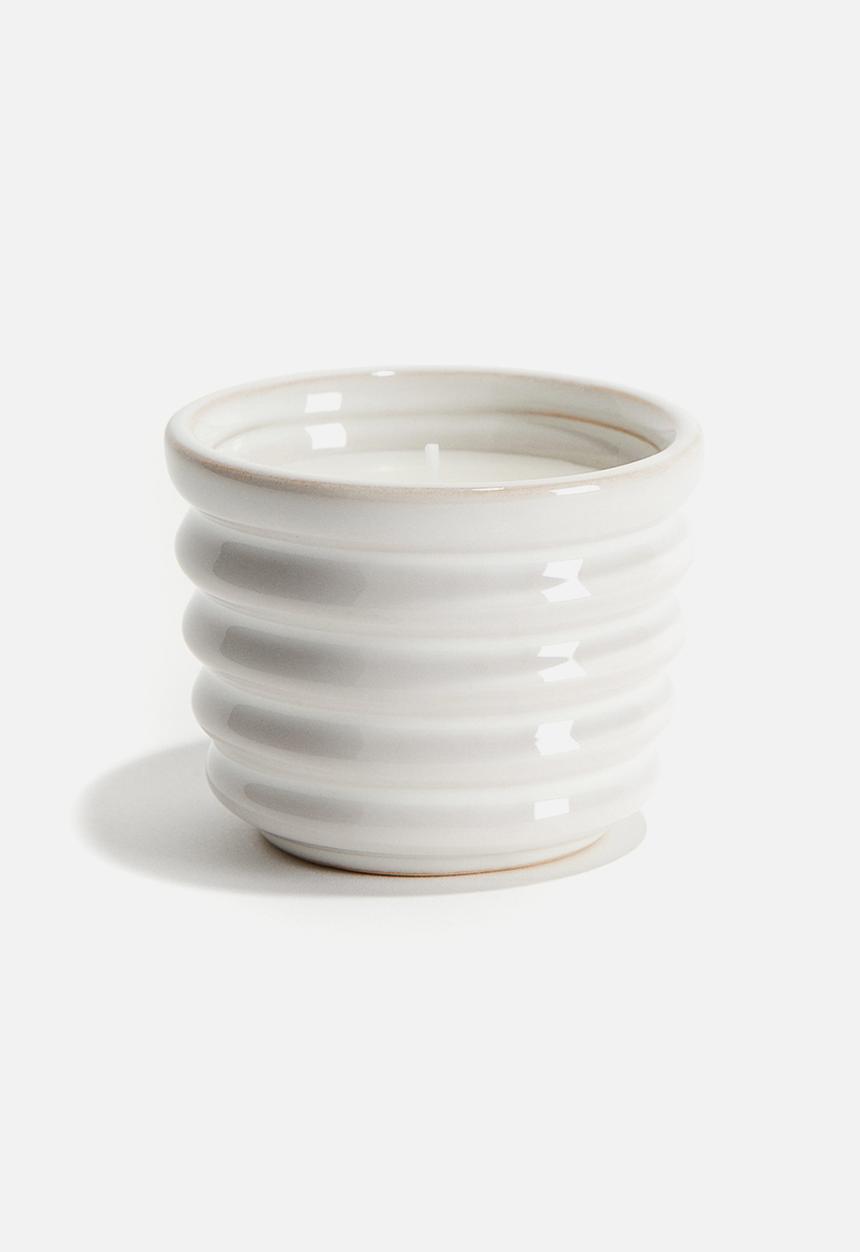 H&M - Scented candle in a stoneware holder - white/sublime patchouli