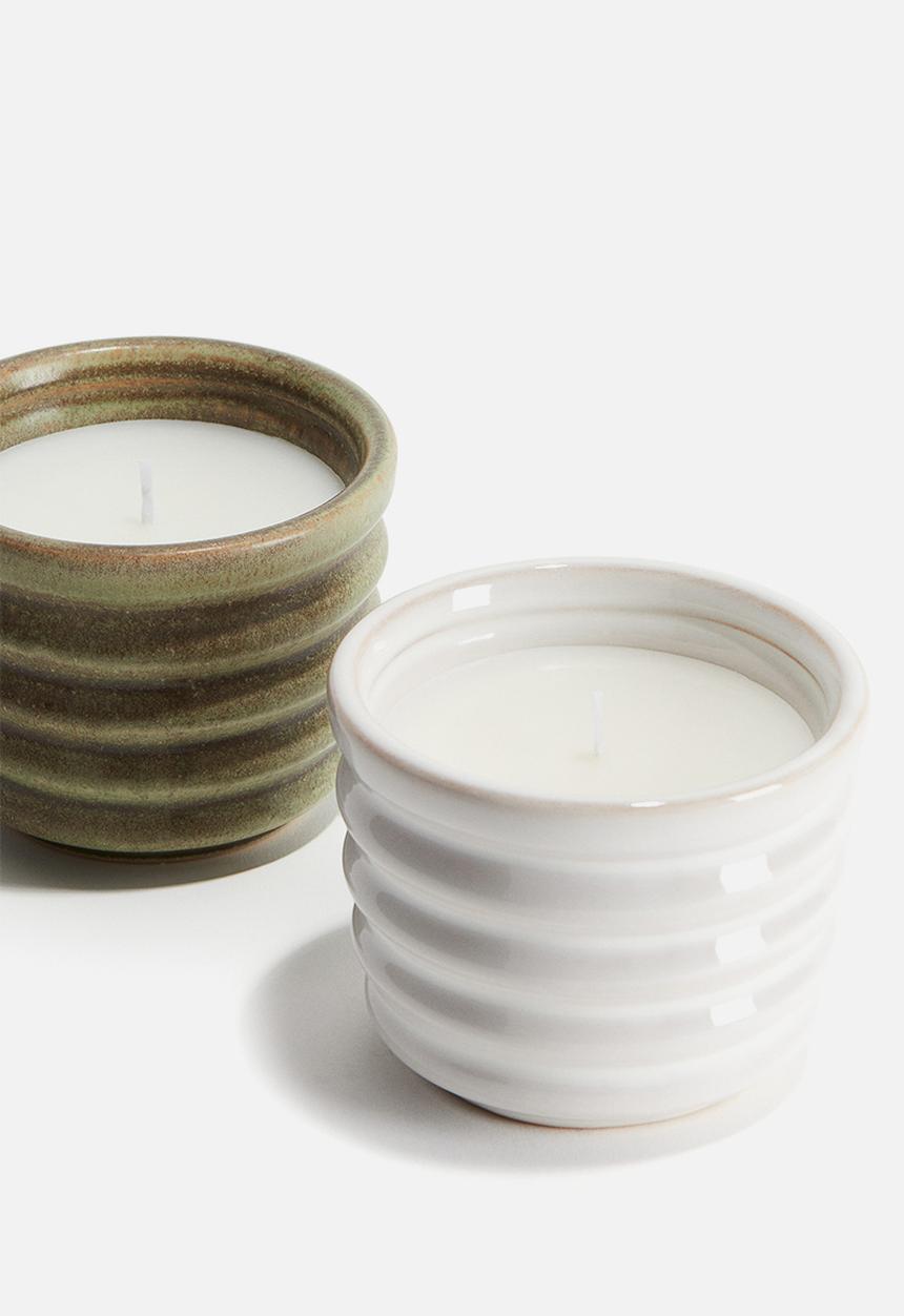 H&M - Scented candle in a stoneware holder - white/sublime patchouli