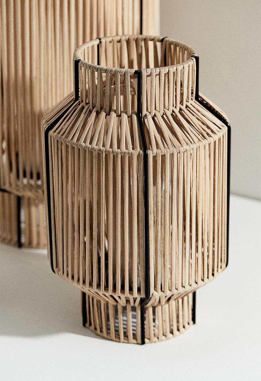 H&M - Rattan candle lantern - beige