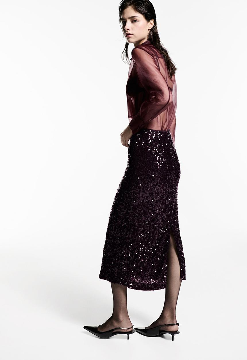 MANGO - Skirt Xjavi - Dark Red