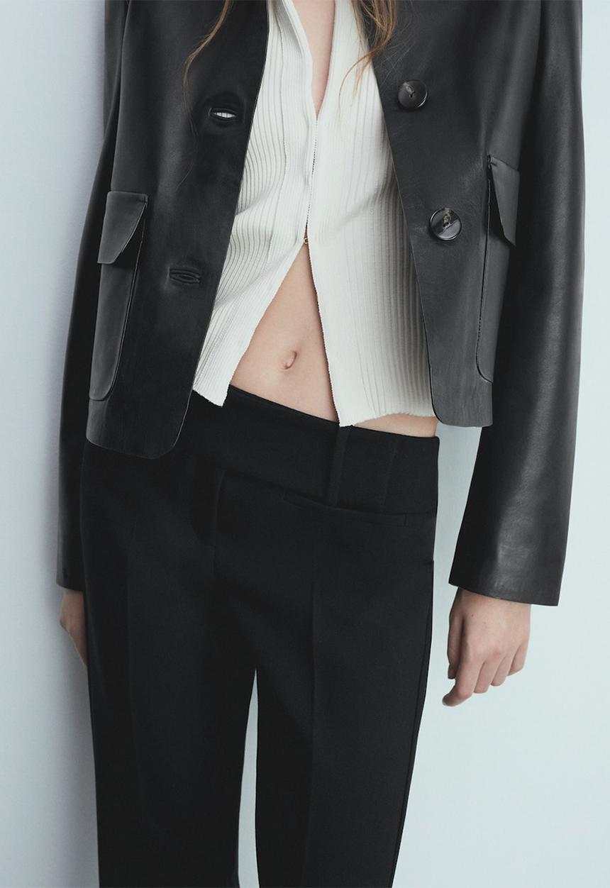 MANGO - Trousers Checky -  Black