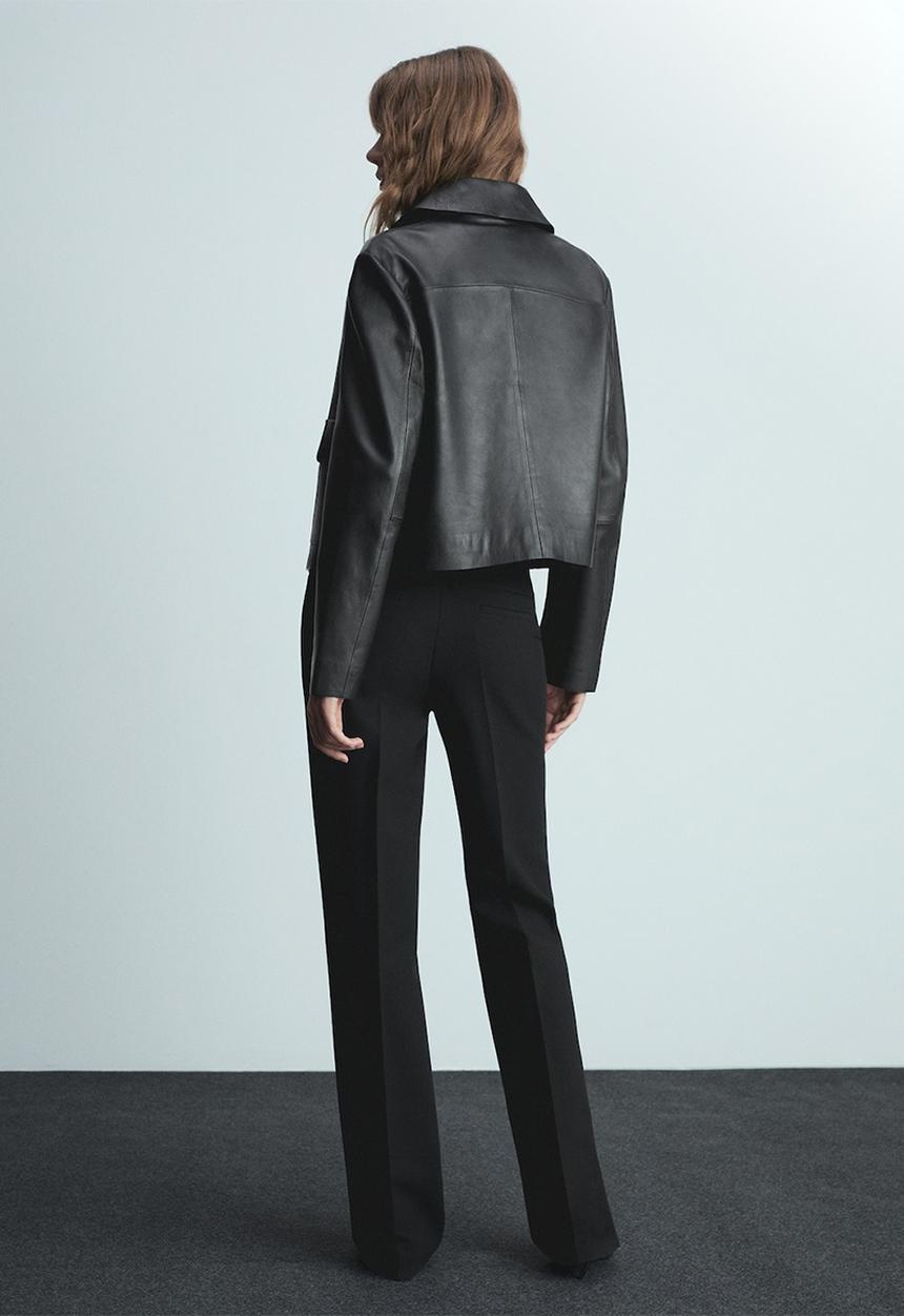 MANGO - Trousers Checky -  Black