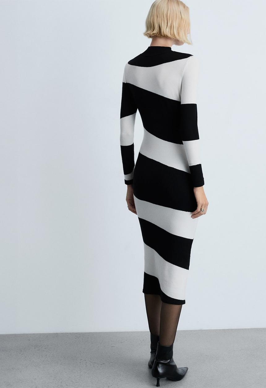 MANGO - Dress Wavy - Black & White 