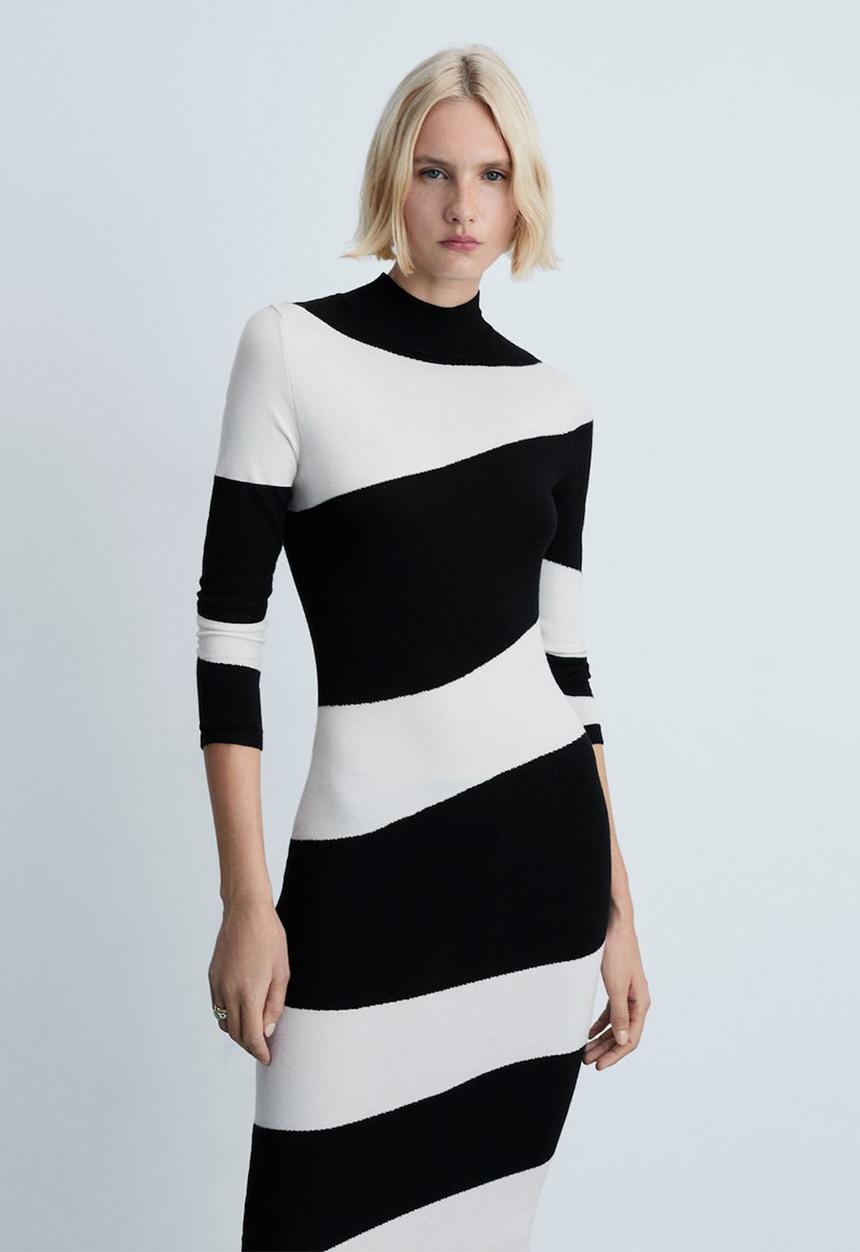MANGO - Dress Wavy - Black & White 