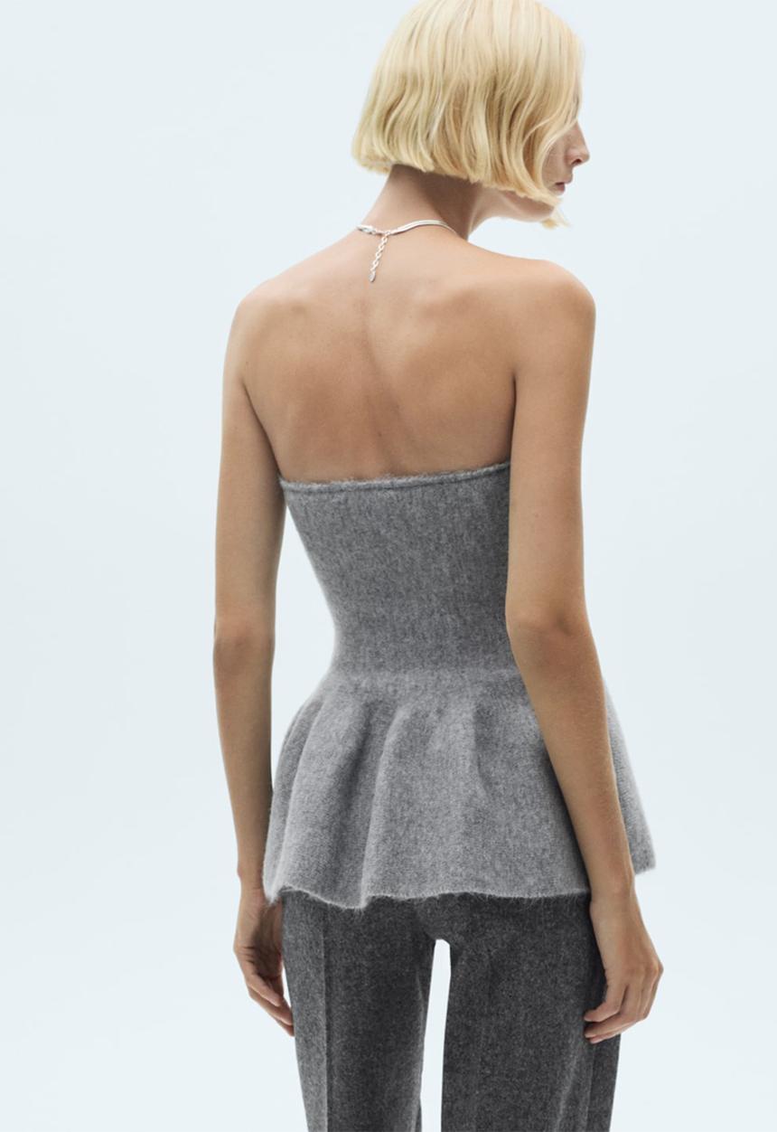 MANGO - Top Jabot - Gray