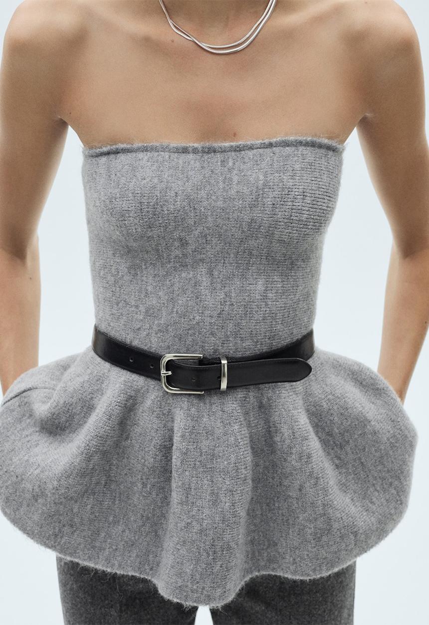 MANGO - Top Jabot - Gray