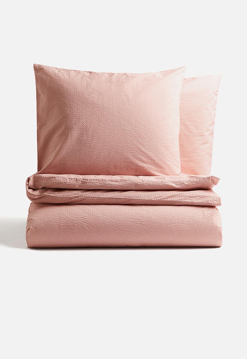H&M - Seersucker double/king size duvet cover set - light pink