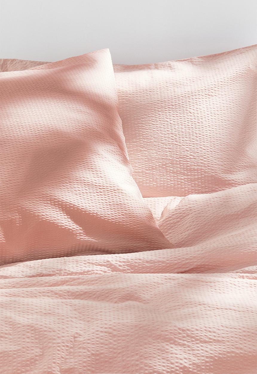 H&M - Seersucker double/king size duvet cover set - light pink