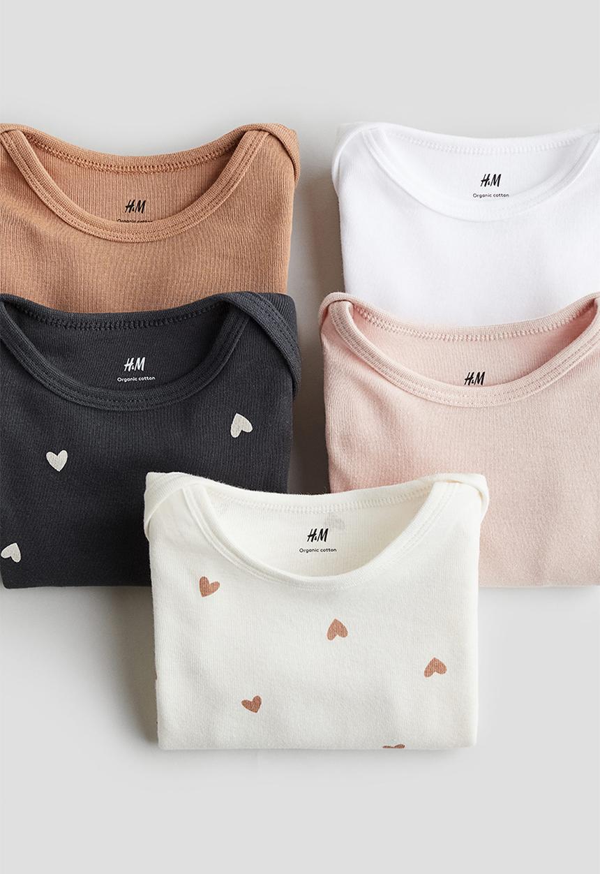 H&M - 5-pack long-sleeved bodysuits - multi 