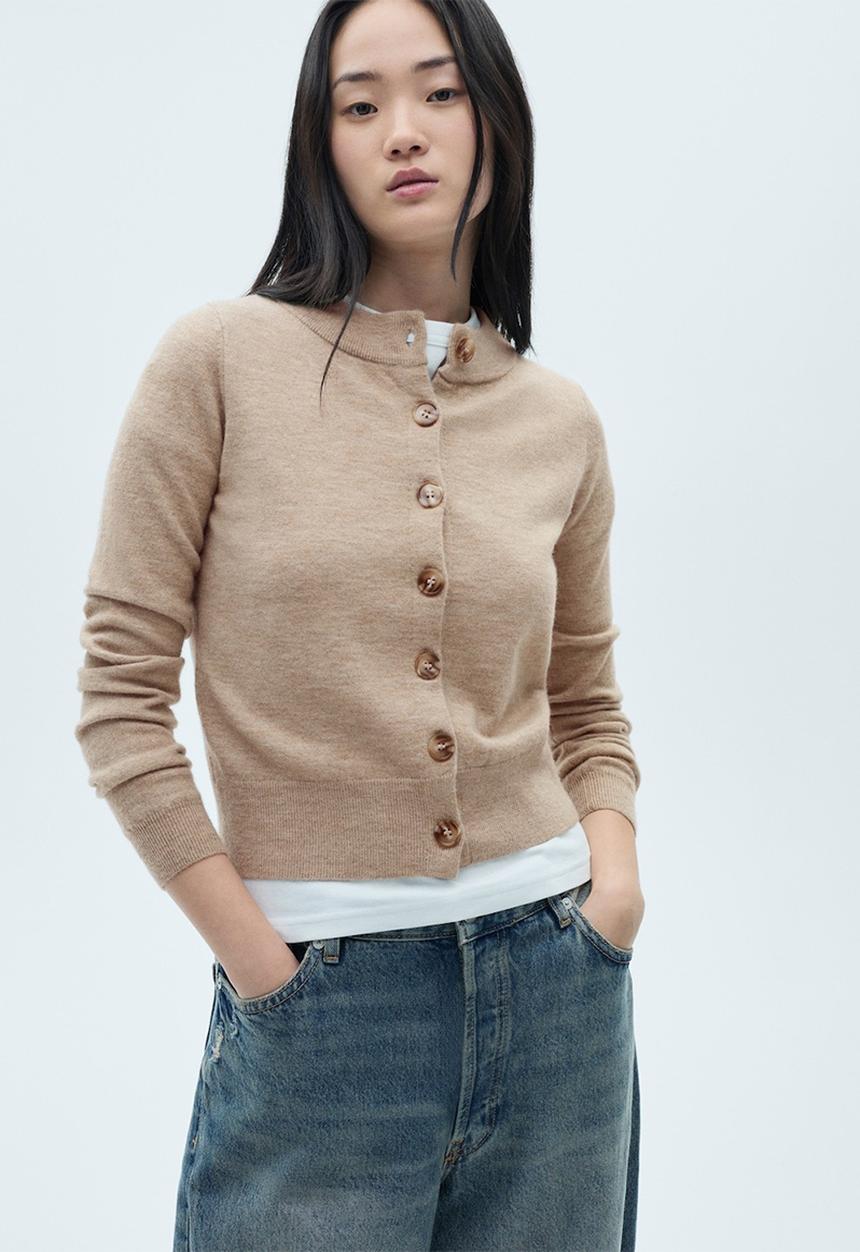 MANGO - Cardigan Nekko -  Light Pastel Gray