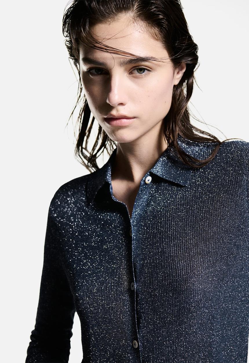 MANGO - Cardigan Kling - Dark Blue