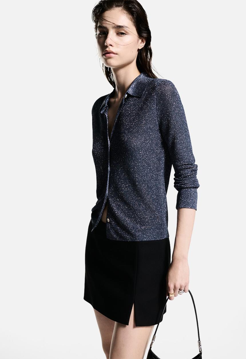 MANGO - Cardigan Kling - Dark Blue