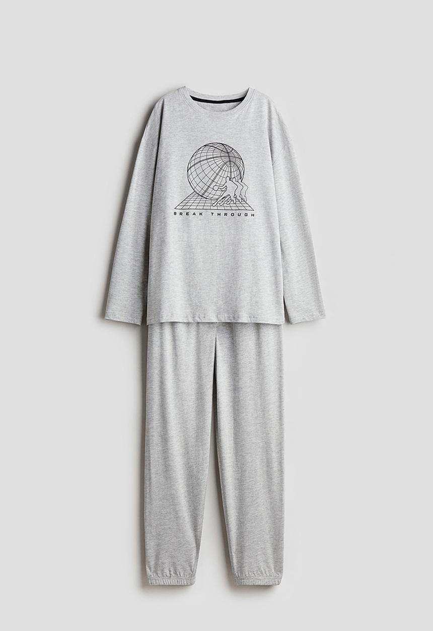 H&M - Cotton jersey pyjamas - light grey marl & break through