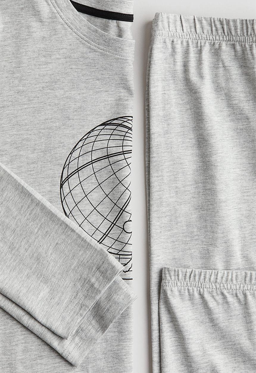 H&M - Cotton jersey pyjamas - light grey marl & break through