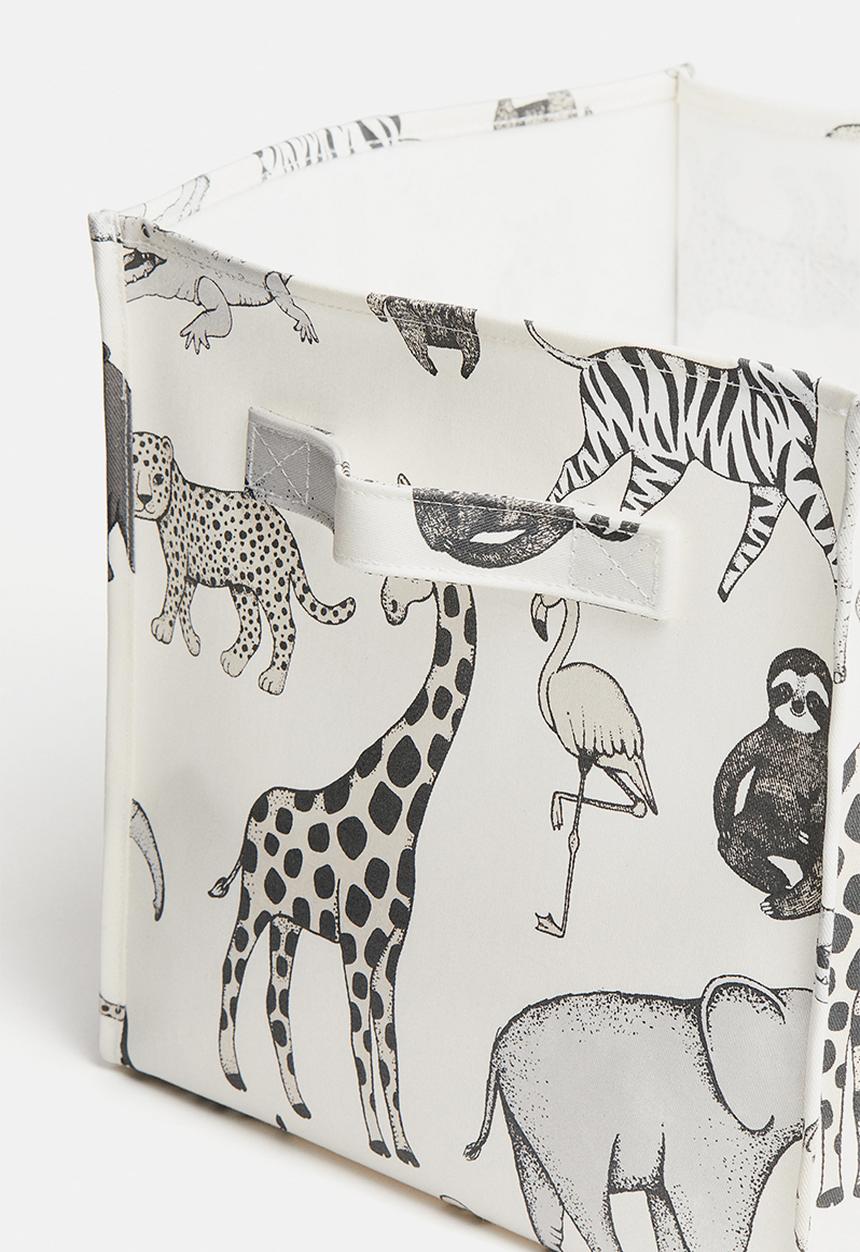 H&M - Printed storage basket - white/animals