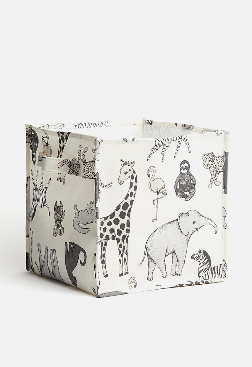H&M - Printed storage basket - white/animals