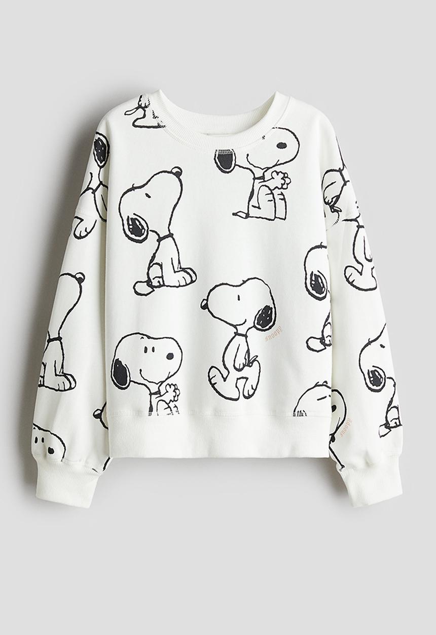 H&M - Print-motif sweatshirt - white/snoopy